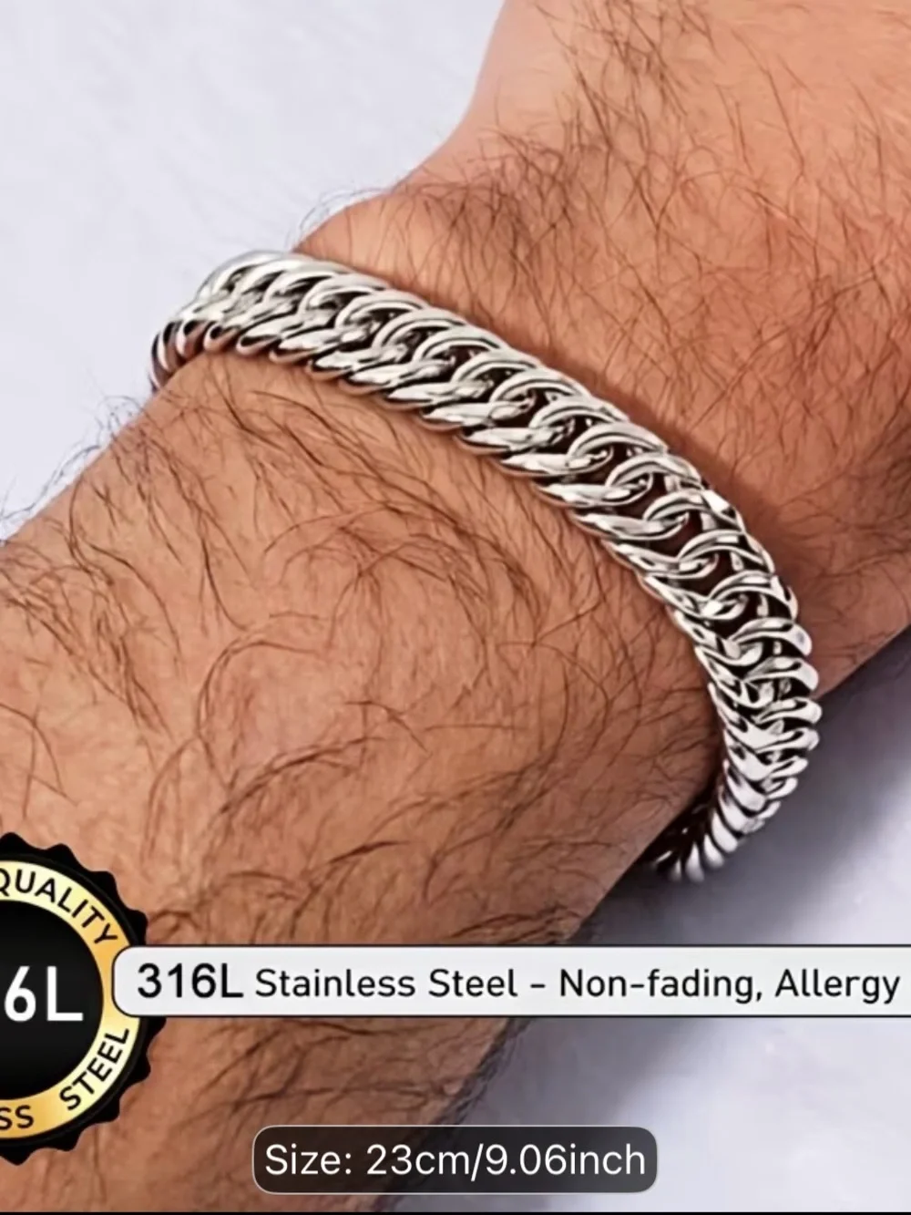7mm 316 L Stainless Steel Double layer Cuban Link Bracelet